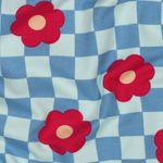 Softsweat - Ruudut ja kukat sininen harjattu