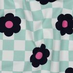 Softsweat - Ruiten en bloemen mint, geborsteld