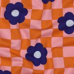 Softsweat - Geruit en bloemen oranje, geborsteld