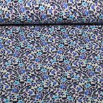 Sommersweat - French Terry Digitaldruck Blüten Hellgrau Blau