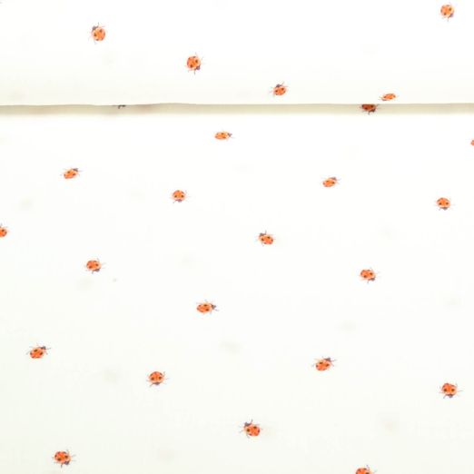 Baumwoll Musselin - Marienkäfer Offwhite