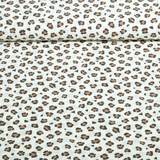 Baumwoll-Popeline - Kleines Leomuster Beige