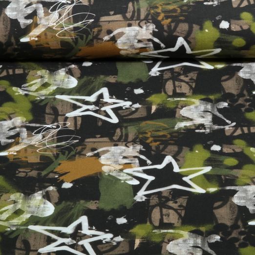 Sommersweat - French Terry Digitaldruck Graffiti Board Grün