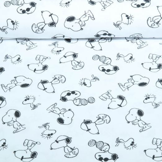 Jersey - Digitaldruck Snoopy Weiß