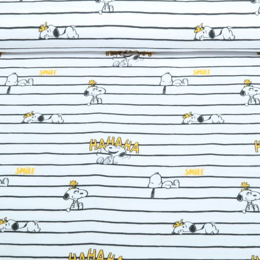 Jersey - Digitaldruck Snoopy Smile Weiß