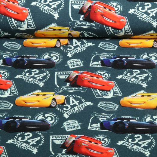 Jersey - Digitaldruck Pixar Cars Petrolgrün