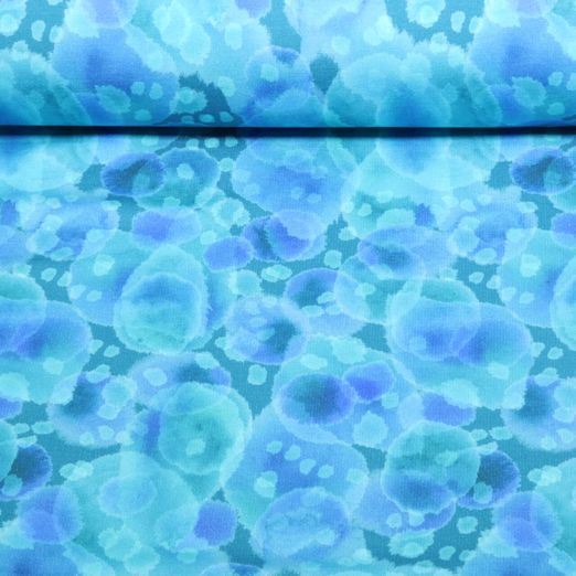 Sweat - French Terry Digitaldruck Aquarellflecken Petrol Angeraut