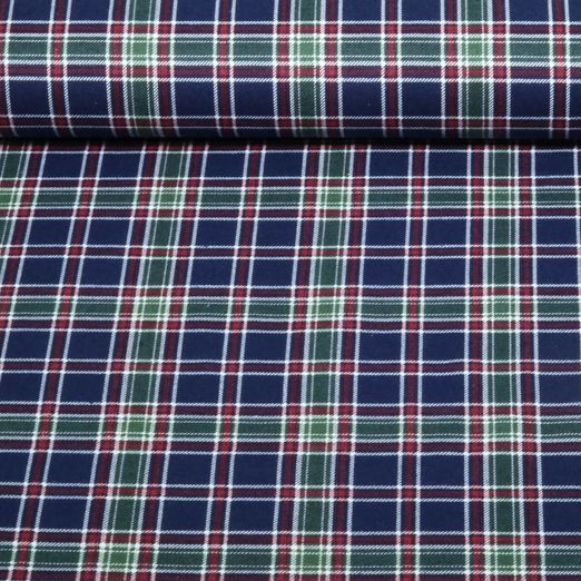 Baumwoll-Flanell - Karo Navy Weiß