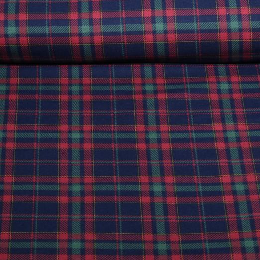 Baumwoll-Flanell - Karo Navy Rot