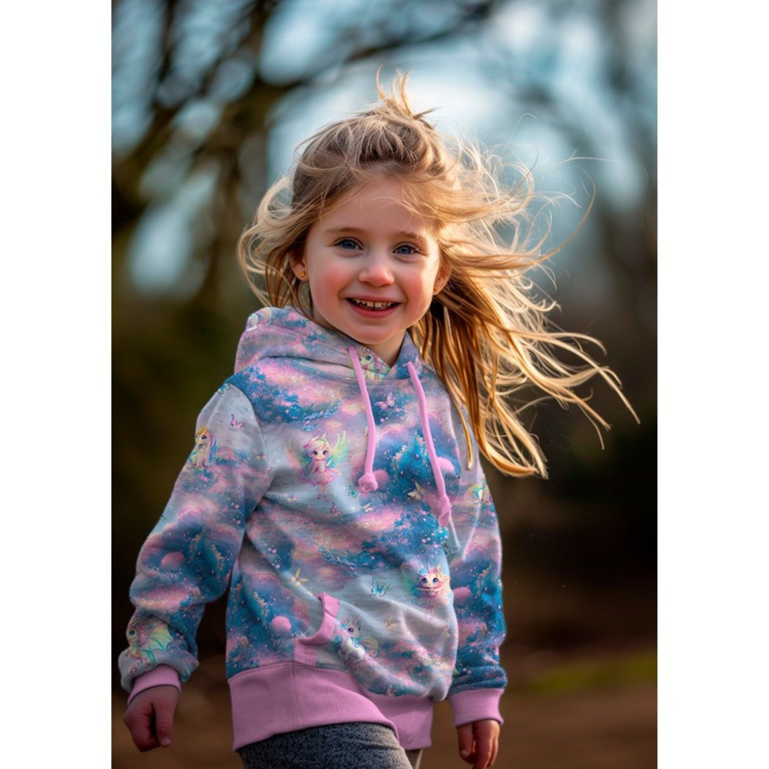 Sommersweat - French Terry Digitaldruck Bunte Feen Rosa-1 Sommersweat - French Terry Digitaldruck Bunte Feen Rosa-1