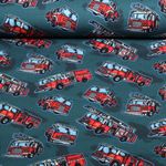Jersey - Impression numérique Camions de pompiers Bleu pétrole