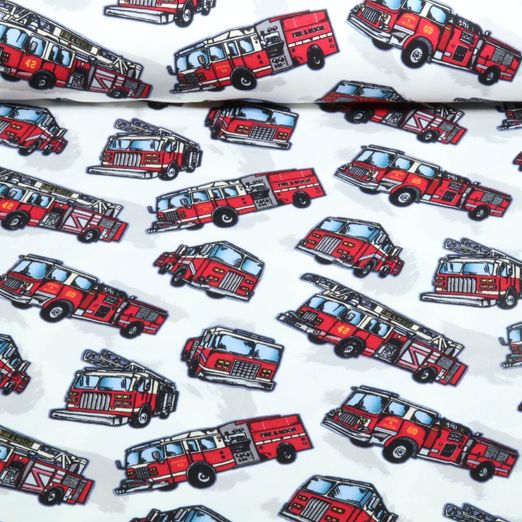 Jersey - Digitaldruck Feuerwehr Fahrzeuge Weiß