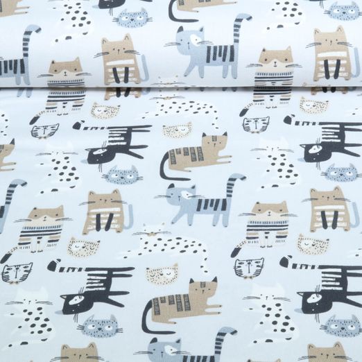 Baumwoll-Canvas - Digitaldruck Katzen Grau