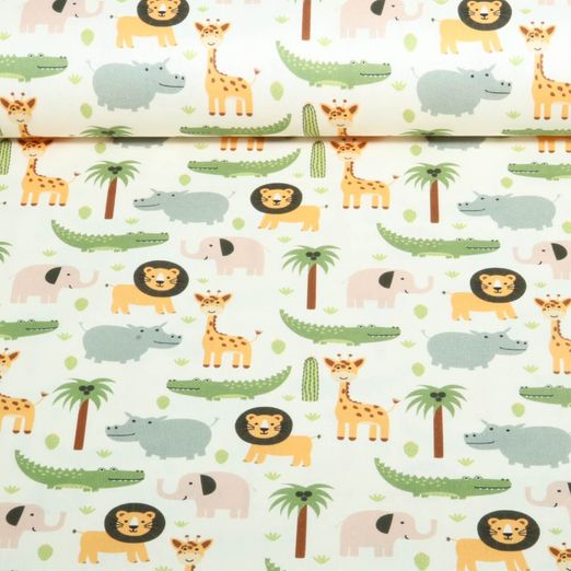 Baumwoll-Canvas - Digitaldruck Wilde Tiere Ecru