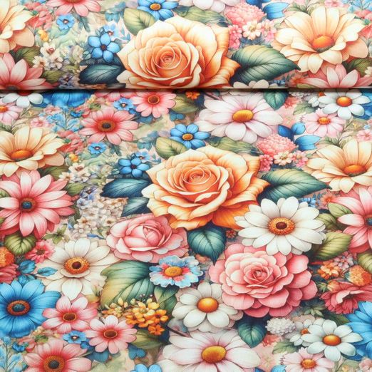 Baumwoll-Canvas - Digitaldruck Rosen Multicolor