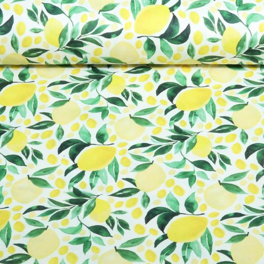 Baumwoll-Canvas - Digitaldruck Zitronen Weiß Gelb