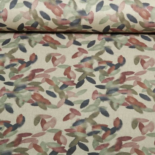 Canvas - Digitaldruck Leinenlook Blätter Abstrakt Beige