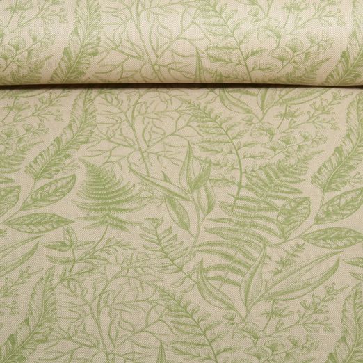 Canvas - Digitaldruck Leinenlook Zarte Blätter Beige