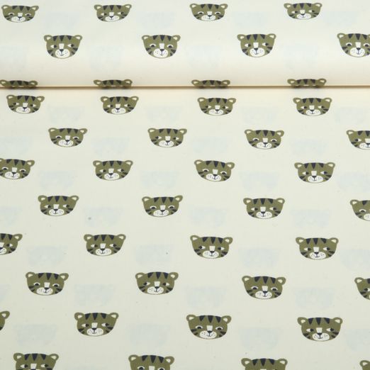 Bio Baumwoll-Popeline Natural  - Kleiner Tiger Natur