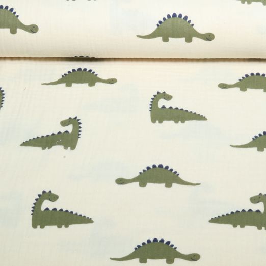 Bio Musselin Natural - Grüne Dinos Natur