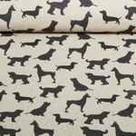 Toile recyclée  - Impression numérique Effet lin Chiens Beige