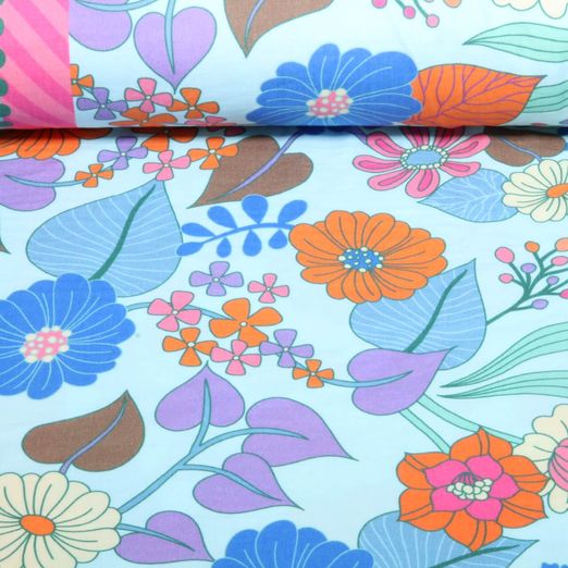 Bio Musselin Glatt - HHL Gleam Bloomorama Hellblau