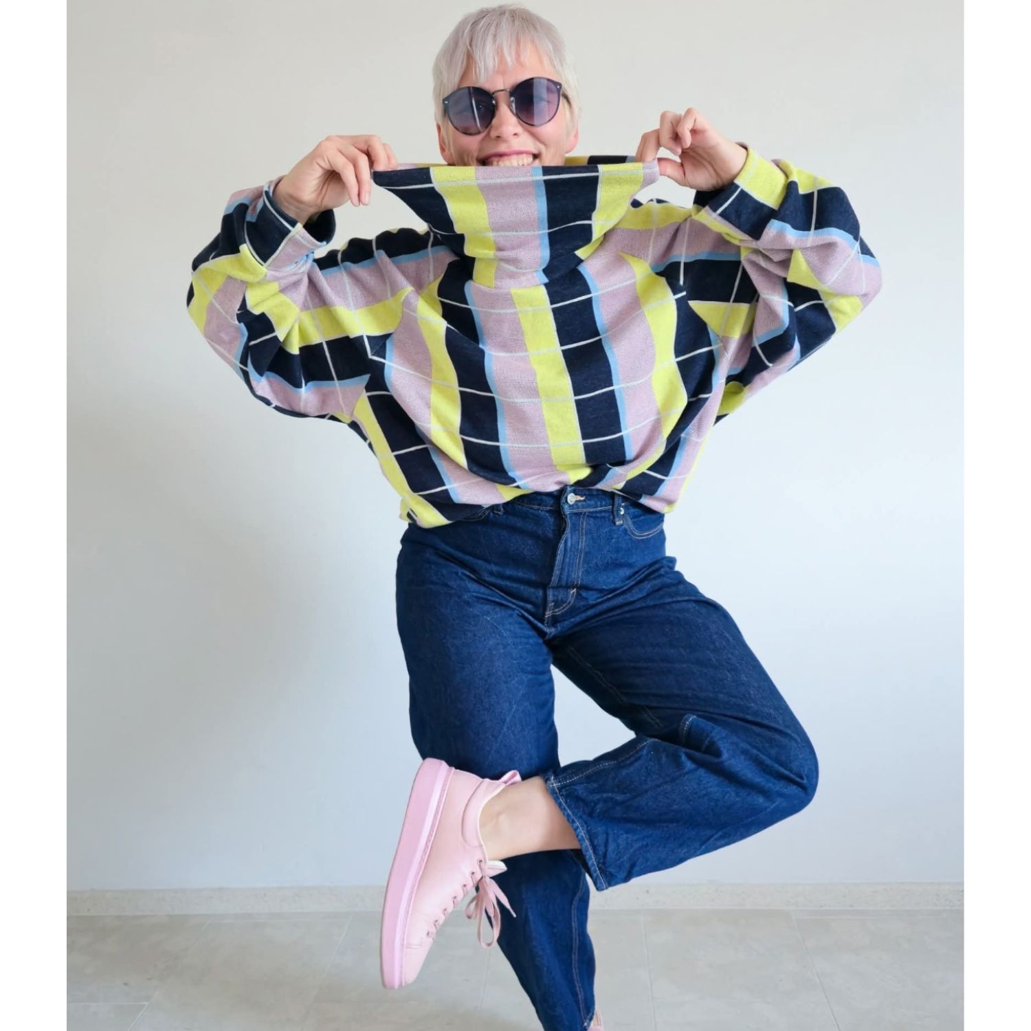 Bio Jacquard Jersey - HHL Gleam Suncheck Navy-1 Bio Jacquard Jersey - HHL Gleam Suncheck Navy-1