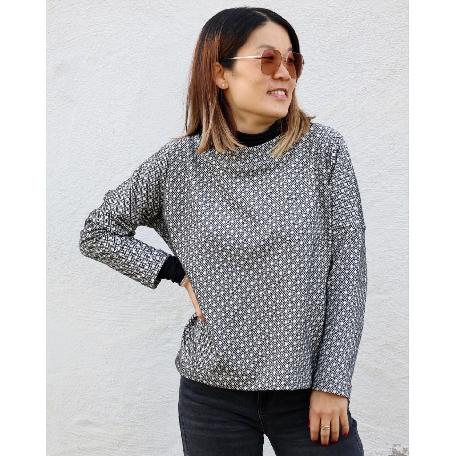 Bio Jacquard Jersey - HHL Gleam Tiny Tango Knit Schwarz-1 Bio Jacquard Jersey - HHL Gleam Tiny Tango Knit Schwarz-1