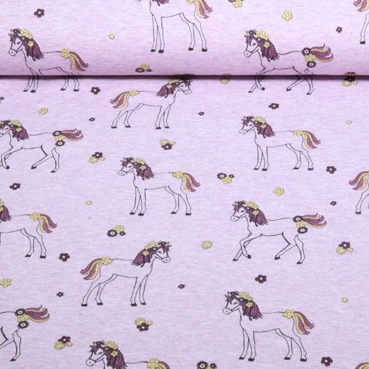Jersey - Pferde Glitzer Flieder Melange