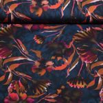 Jersey - Digitaldruck Aquarellblumen Navy