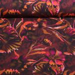 Jersey - Digitaldruck Aquarellblumen Weinrot