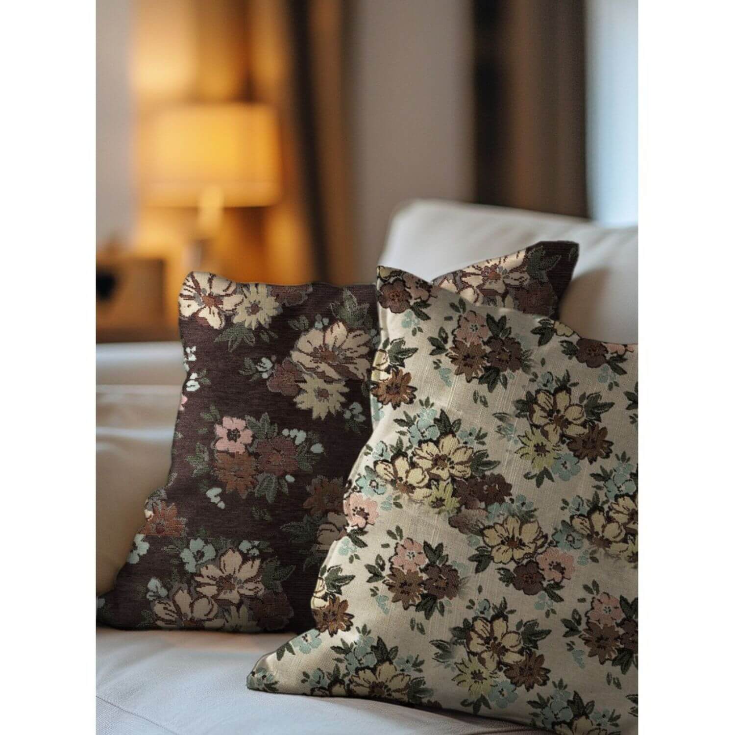 Gobelin - Chenille Blüten Gold Beige-1 Gobelin - Chenille Blüten Gold Beige-1