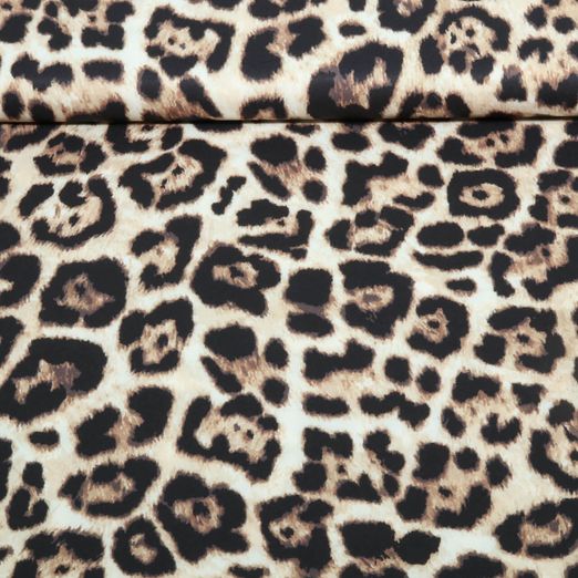 Kleider und Blusenstoff - Stretch Leo Beige