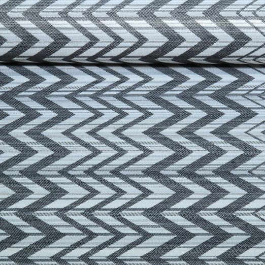 Nachhaltiger Jacquard Canvas - ZickZack Design Grau