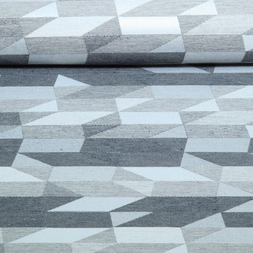 Nachhaltiger Jacquard Canvas - Geostreifen Design Grau