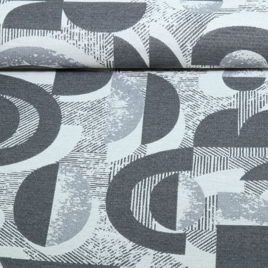 Nachhaltiger Jacquard Canvas - Retro Design Graphitgrau