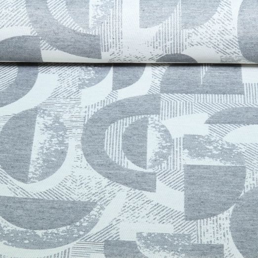 Nachhaltiger Jacquard Canvas - Retro Design Hellgrau