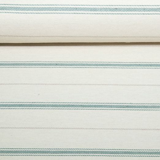 Nachhaltiger Jacquard Leinen Canvas - Streifenmix Ecru Grün