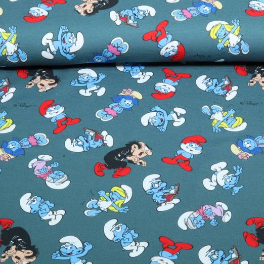 Jersey - Digitaldruck Schlümpfe Petrol