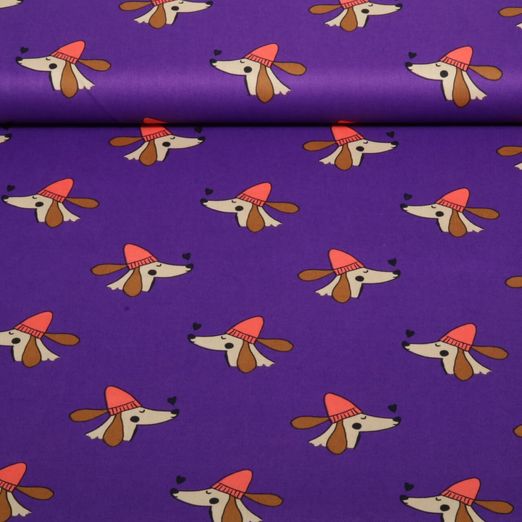 Baumwoll-Popeline - Dackel Mit Herz Lila