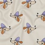 Popeline en coton - Teckel avec cœur Ecru