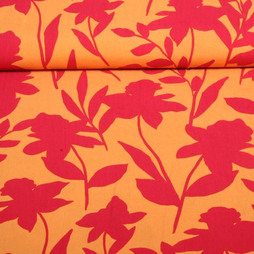 Viskose - Blumen Orange Rot