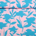 Viskose - Blumen Rosa Türkis