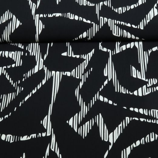 Viskose - Abstraktes Muster Schwarz Weiß