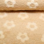 Teddyfleece - Jacquard Blumen Hellbraun Weiß