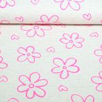 Jersey - Neon Blumen Hellgrau Melange