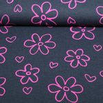 Jersey - Neon Blumen Blau Melange