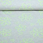 Jersey - Neon Blumen Grau Melange