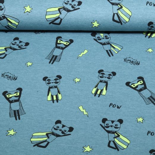 Jersey - Superhelden Neon Blau Melange