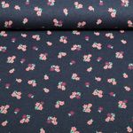 Jersey - Mille Fleur Blumen Blau Melange